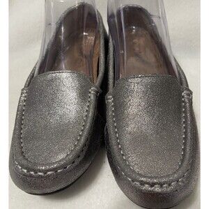 VIONIC Debbie Metallic Pewter Silver Womens Flat Loafers Shimmer Ortho  SZ US 6